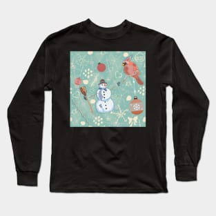 Cardinal and Snowman Long Sleeve T-Shirt